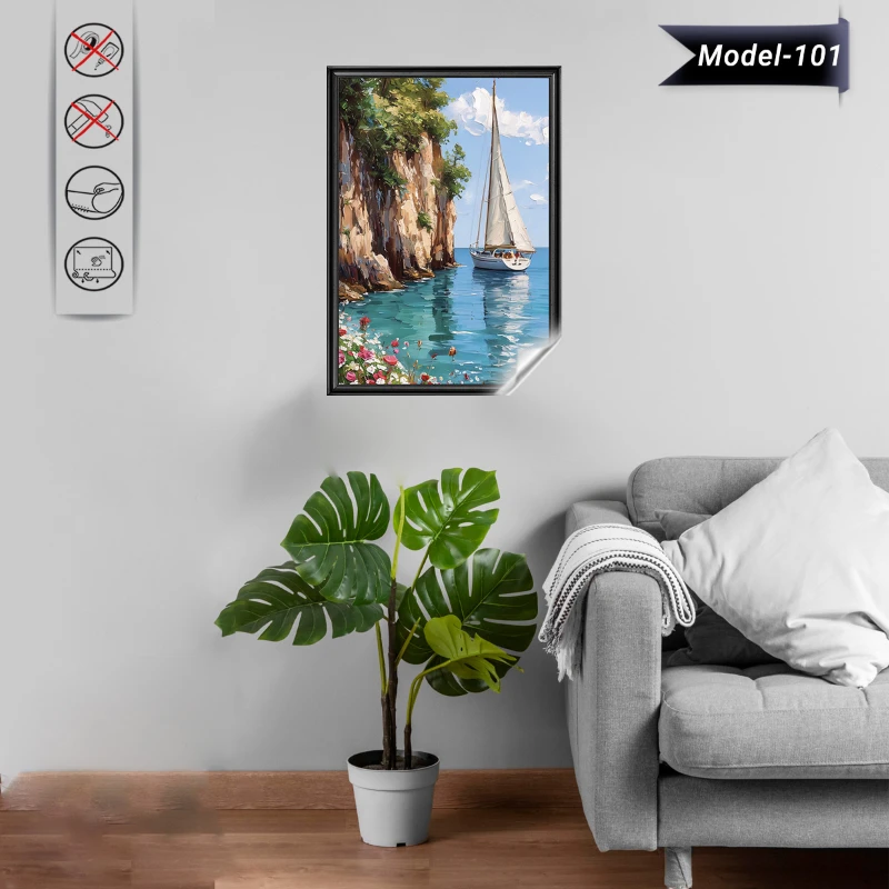 Statik Tutunma Özellikli Tablo - Poster Manzara (Model-101)