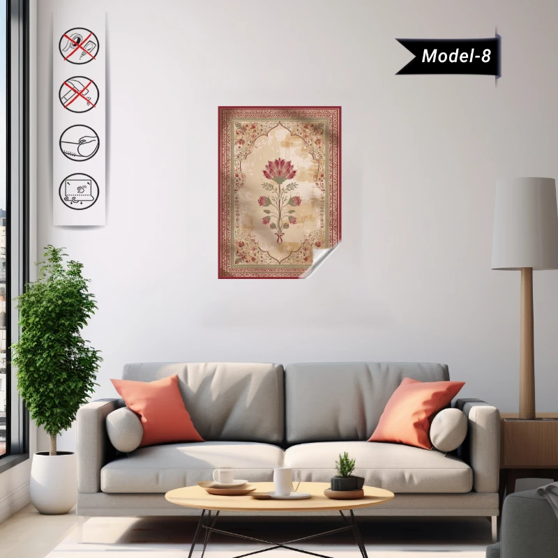 Statik Tutunma Özellikli Tablo - Poster Halı Desen (Model- 8)