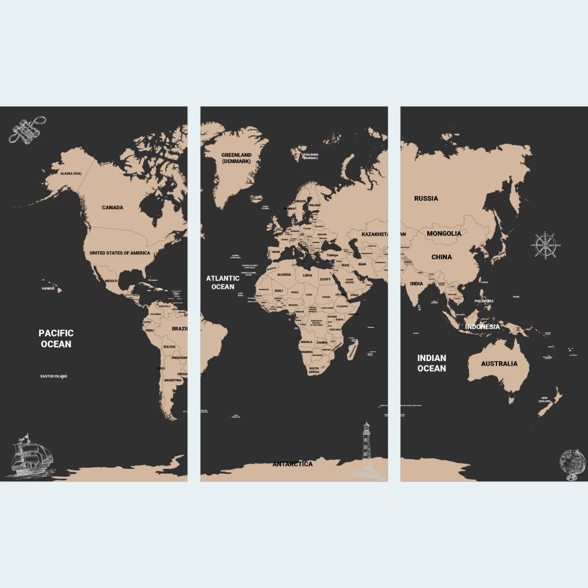 Statik Kağıt Dekoratif Harita (Model-5) 