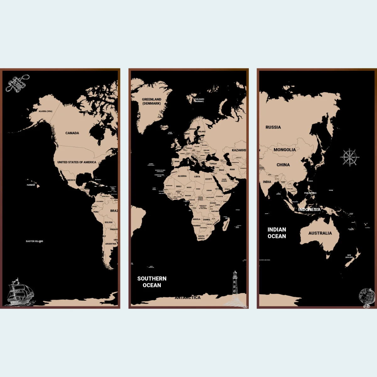 Statik Kağıt Dekoratif Harita (Model-5) 