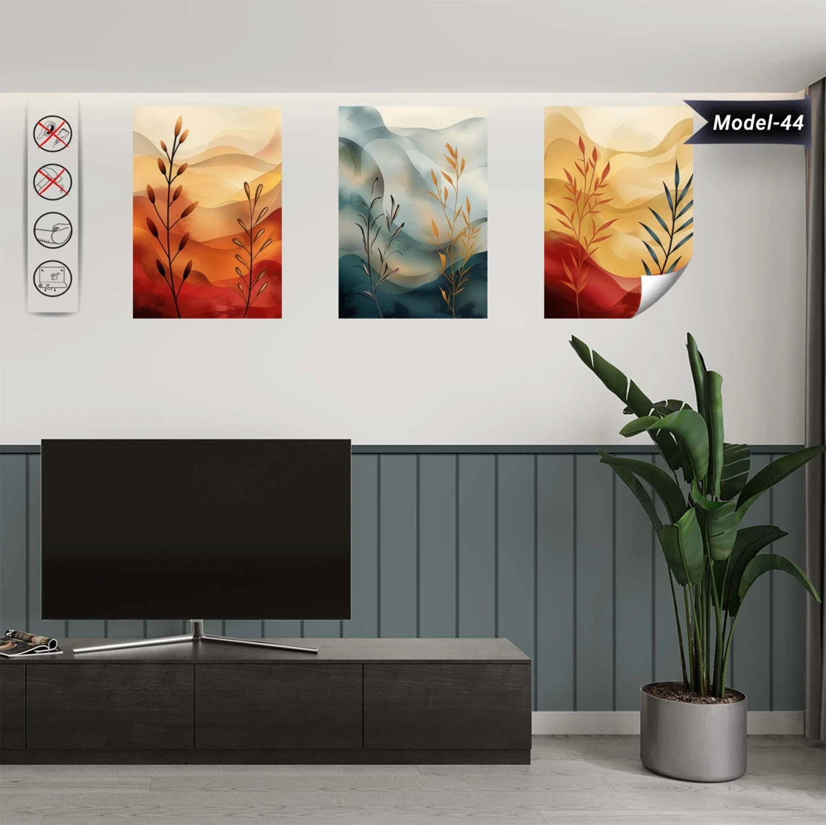 Statik Tutunma Özellikli Tablo - Poster Çiçek (Model- 44) (35X50)