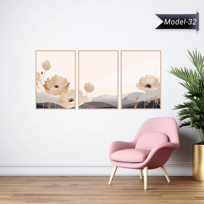 Statik Tutunma Özellikli Tablo - Poster Çiçek (Model- 32) (50X70)