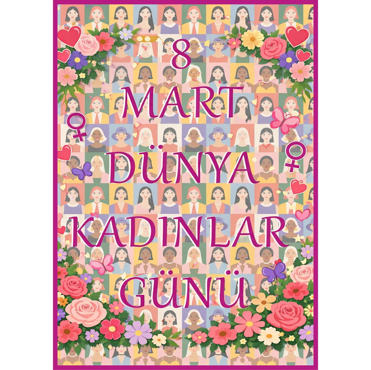 Statik Tutunma Özellikli 8 Mart Dünya Kadınlar Günü Tablo - Poster Özel Gün ( Model -18) 