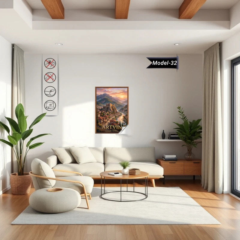 Türkiye İller Tablo - Poster Artvin (Model-32)