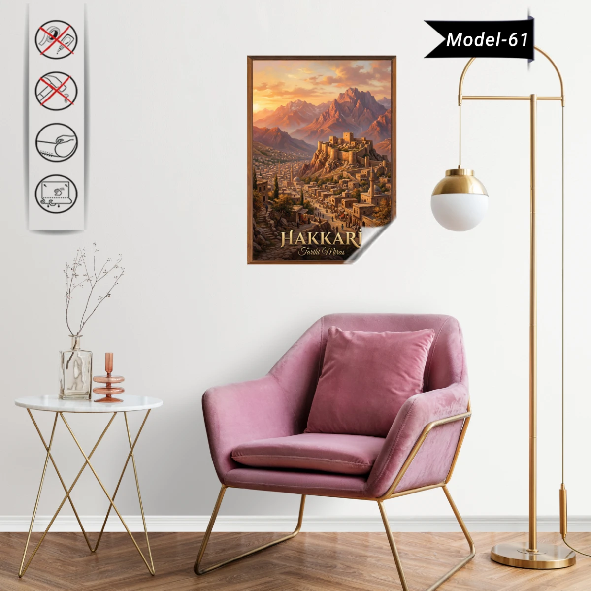 Türkiye İller Tablo - Poster Hakkari (Model-61)