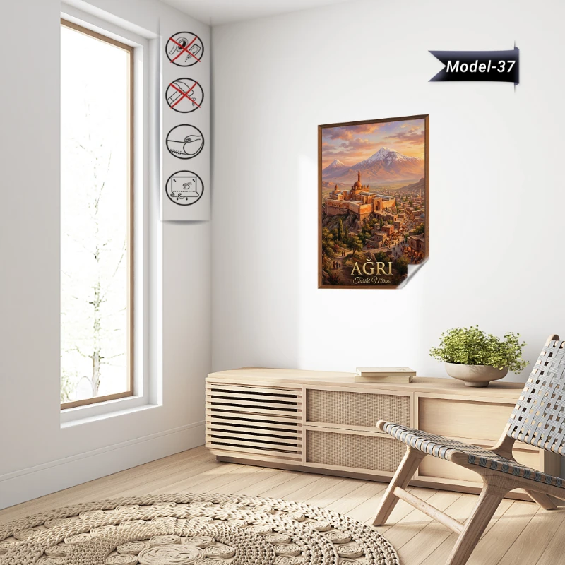 Türkiye İller Tablo - Poster Ağrı (Model-37)