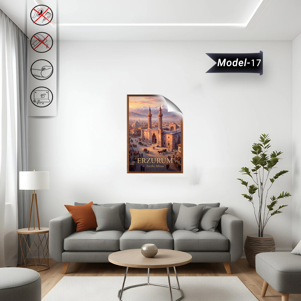 Türkiye İller Tablo - Poster Erzurum (Model-17)