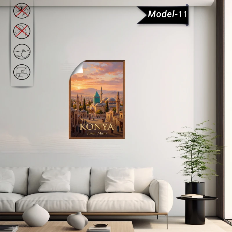 Türkiye İller Tablo - Poster Konya (Model-11)