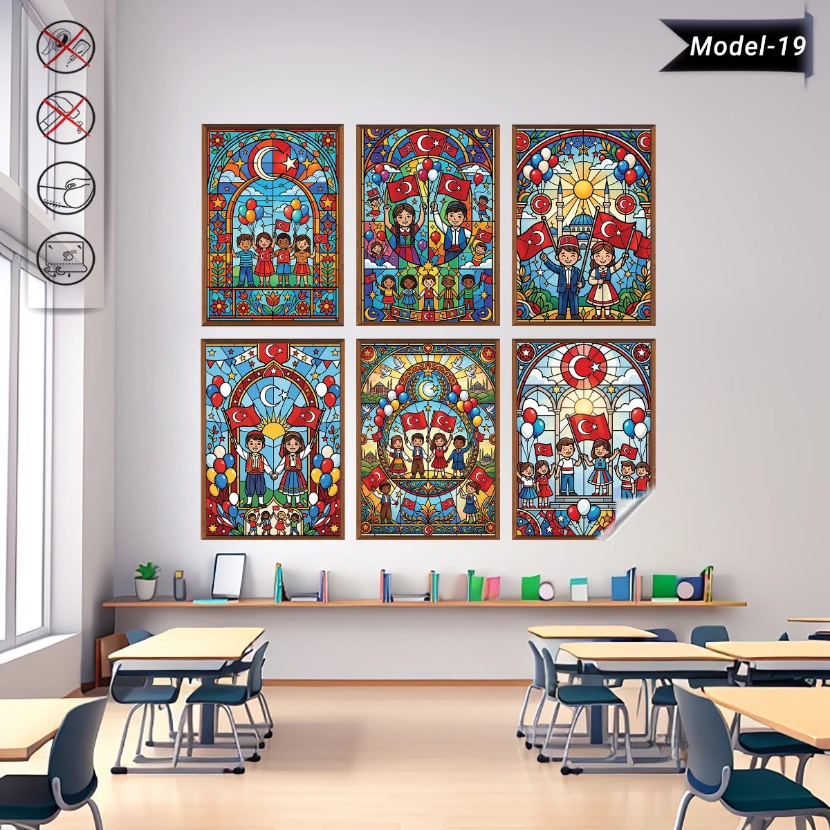 Statik Tutunma Özellikli 23 Nisan Tablo - Poster Özel Gün ( Model -19)