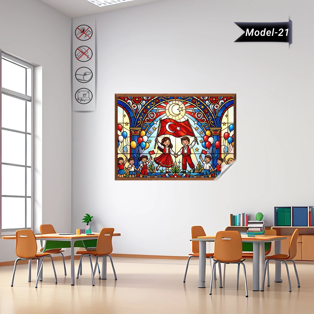 Statik Tutunma Özellikli 23 Nisan Tablo - Poster Özel Gün ( Model -21)