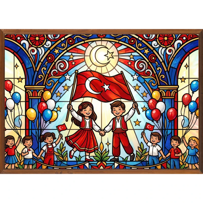 Statik Tutunma Özellikli 23 Nisan Tablo - Poster Özel Gün ( Model -21)