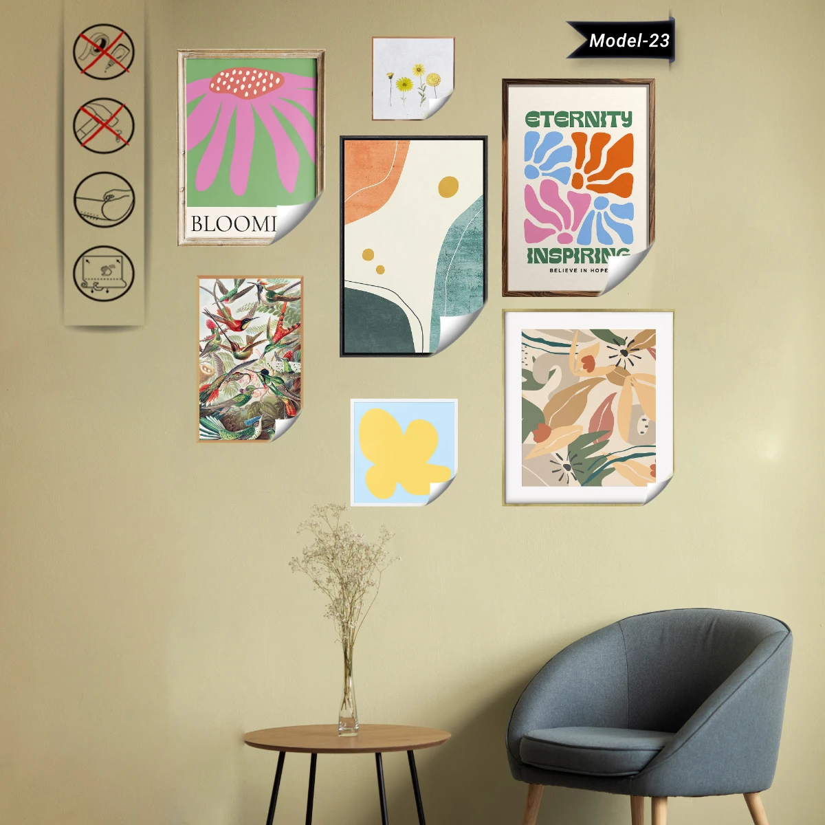 Statik Tutunma Özellikli Tablo - Poster Modern (Model-23)