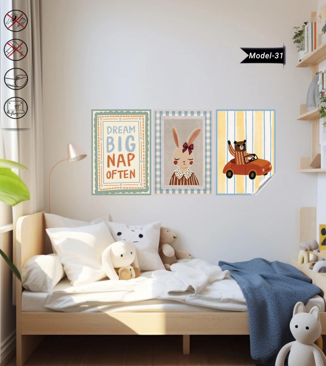Statik Tutunma Özellikli Tablo - Poster Çocuk Odası (Model- 31)