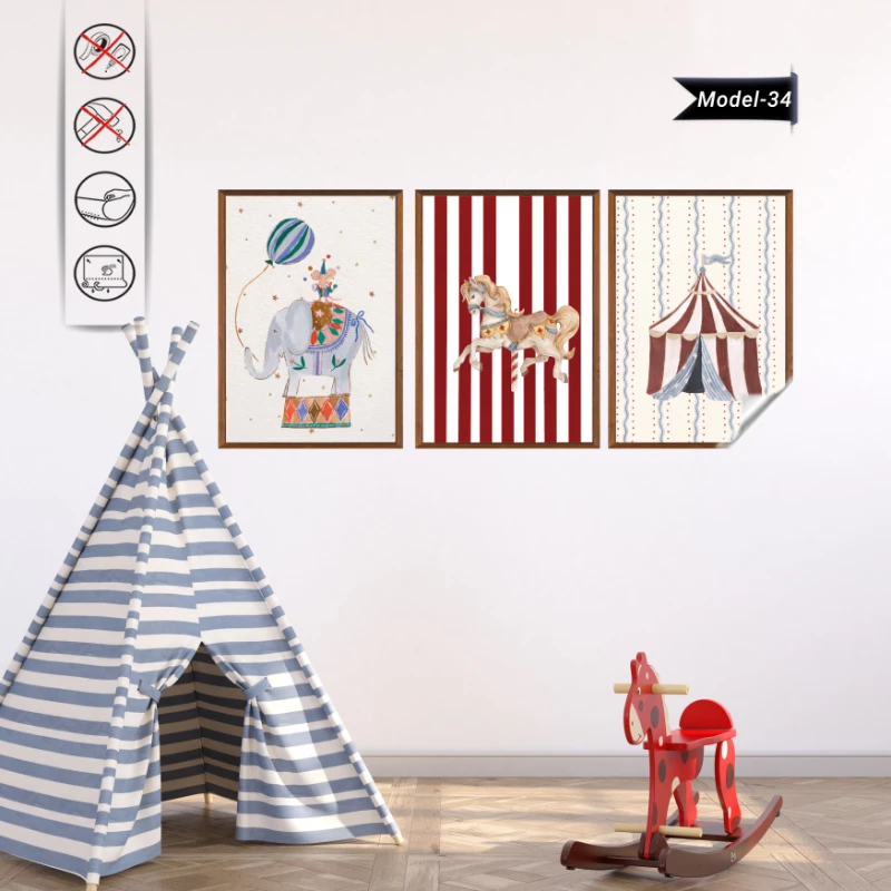 Statik Tutunma Özellikli Tablo - Poster Çocuk Odası (Model- 34)