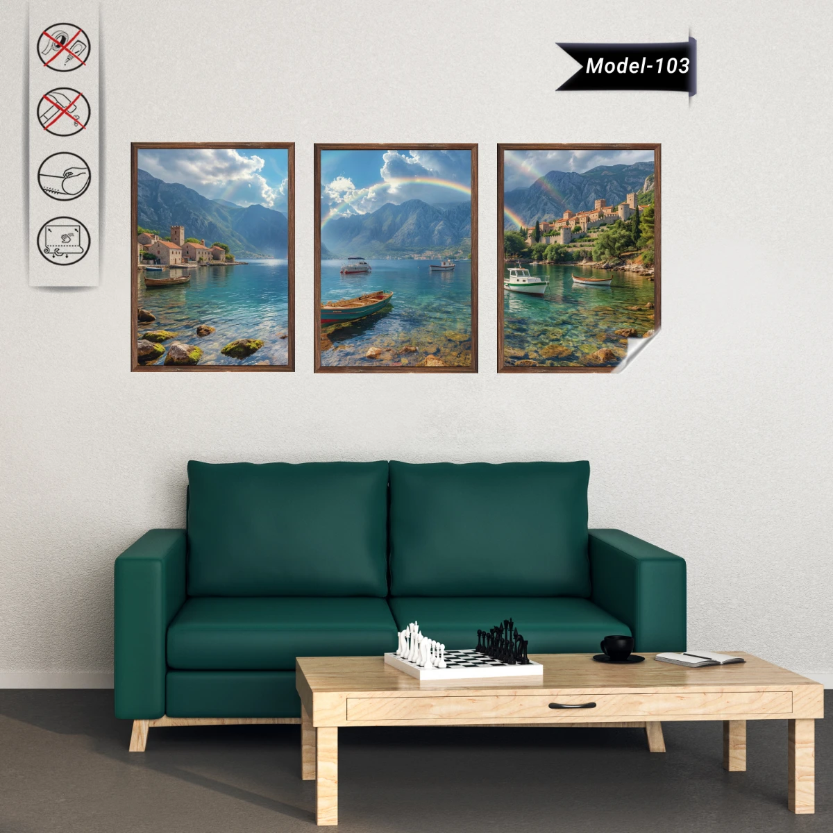 Statik Tutunma Özellikli Tablo - Poster Manzara (Model- 103)