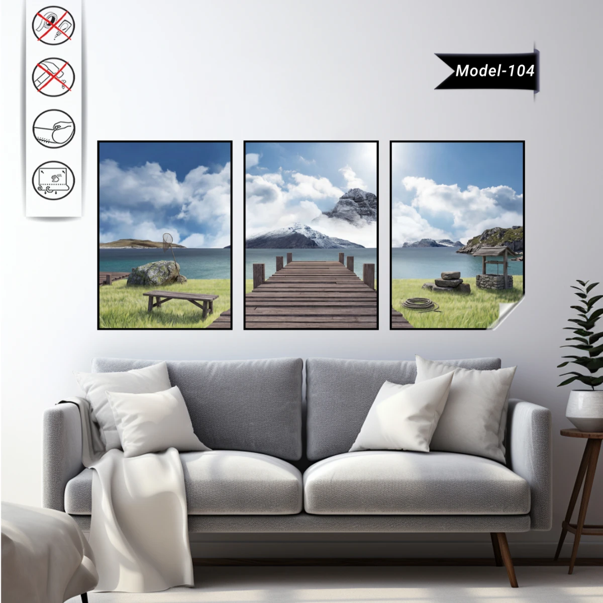 Statik Tutunma Özellikli Tablo - Poster Manzara (Model- 104)