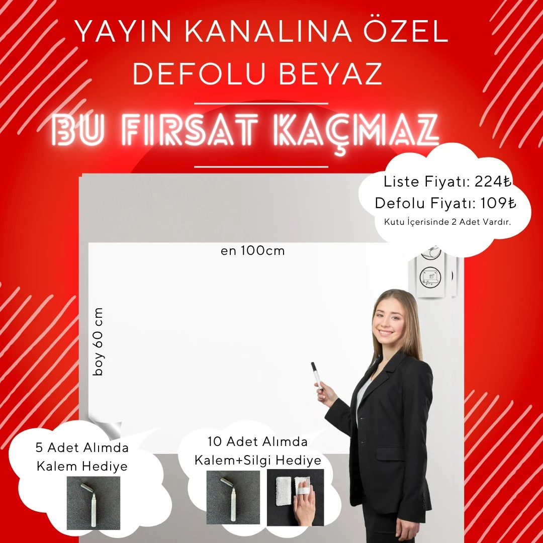 Yayın Kanalına Özel Defolu Beyaz (60 CM X 100 CM)