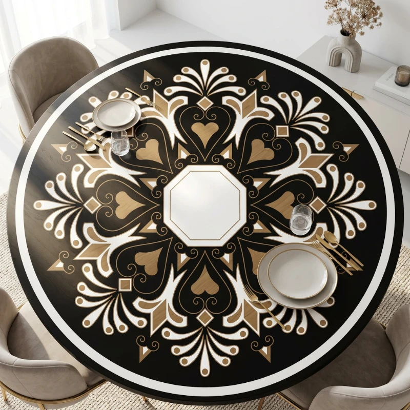 Yapışkanlı Desenli Yuvarlak Masa - Sehpa Kaplama (Model- 6)