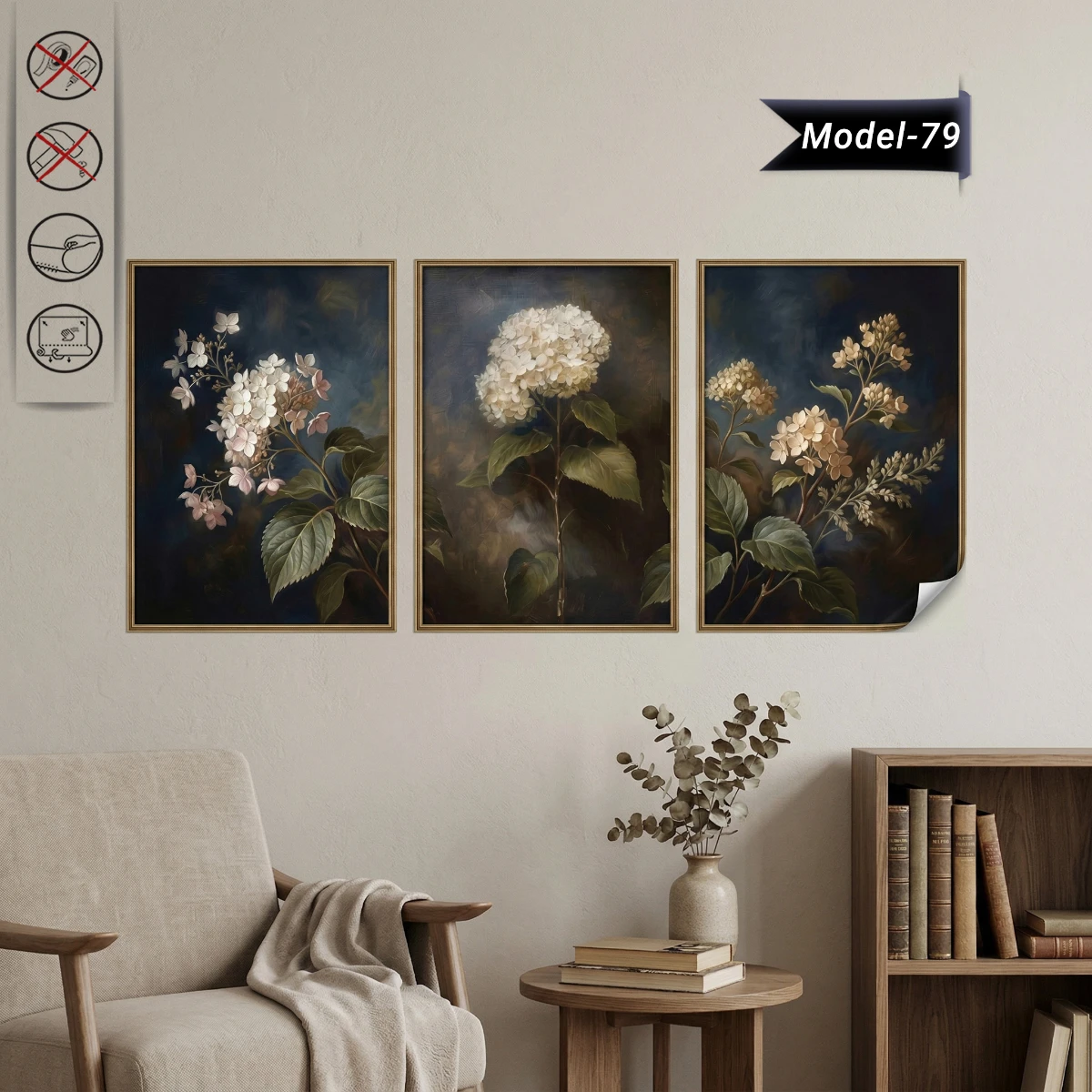 Statik Tutunma Özellikli Tablo - Poster Çiçek (Model- 79)