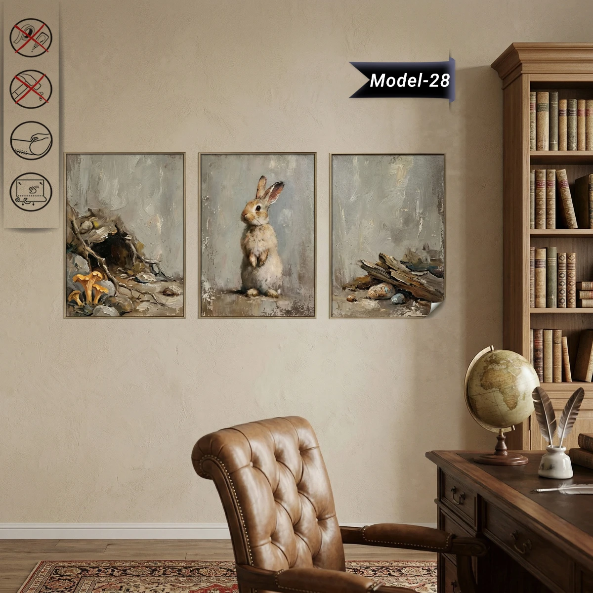 Statik Tutunma Özellikli Tablo - Poster Hayvan (Model- 28)