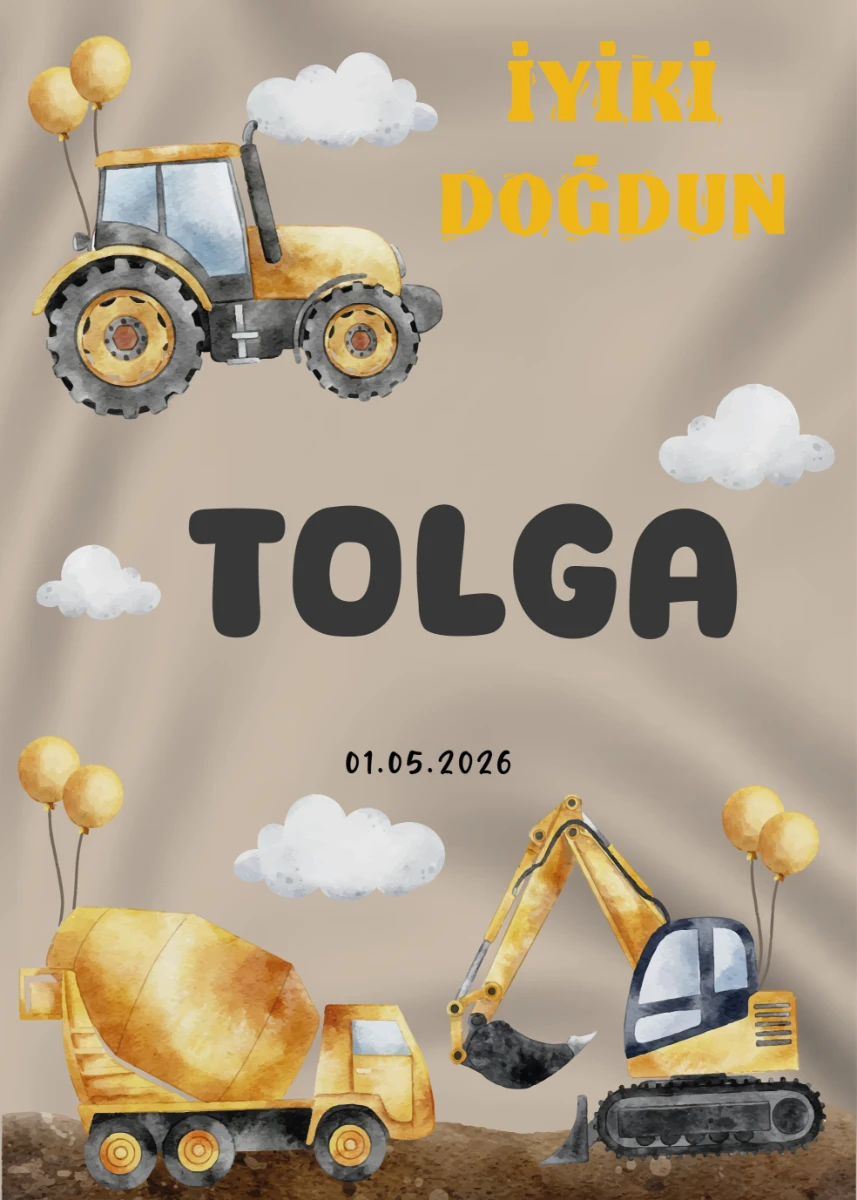 Statik Tutunma Özellikli Doğum Günü Tablo - Poster Özel Gün ( Model - 42) 