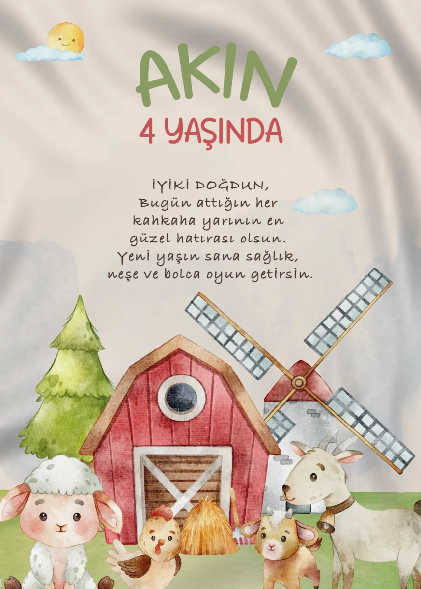 Statik Tutunma Özellikli Doğum Günü Tablo - Poster Özel Gün ( Model - 43) 