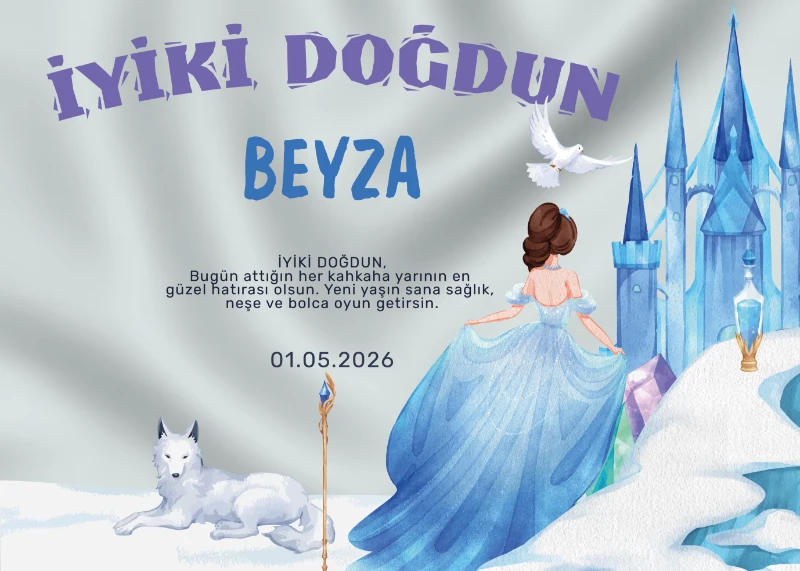 Statik Tutunma Özellikli Doğum Günü Tablo - Poster Özel Gün ( Model - 35)