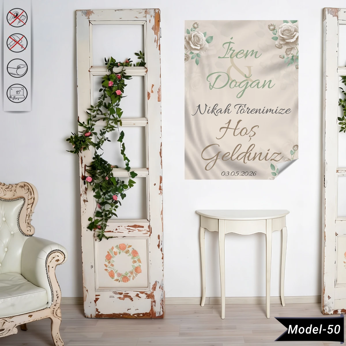 Statik Tutunma Özellikli Nikah Tablo - Poster Özel Gün ( Model - 50)