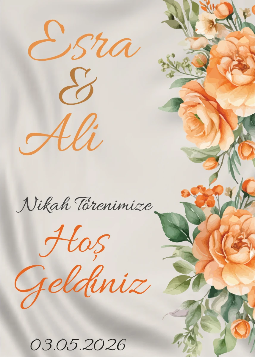 Statik Tutunma Özellikli Nikah Tablo - Poster Özel Gün ( Model - 48) 