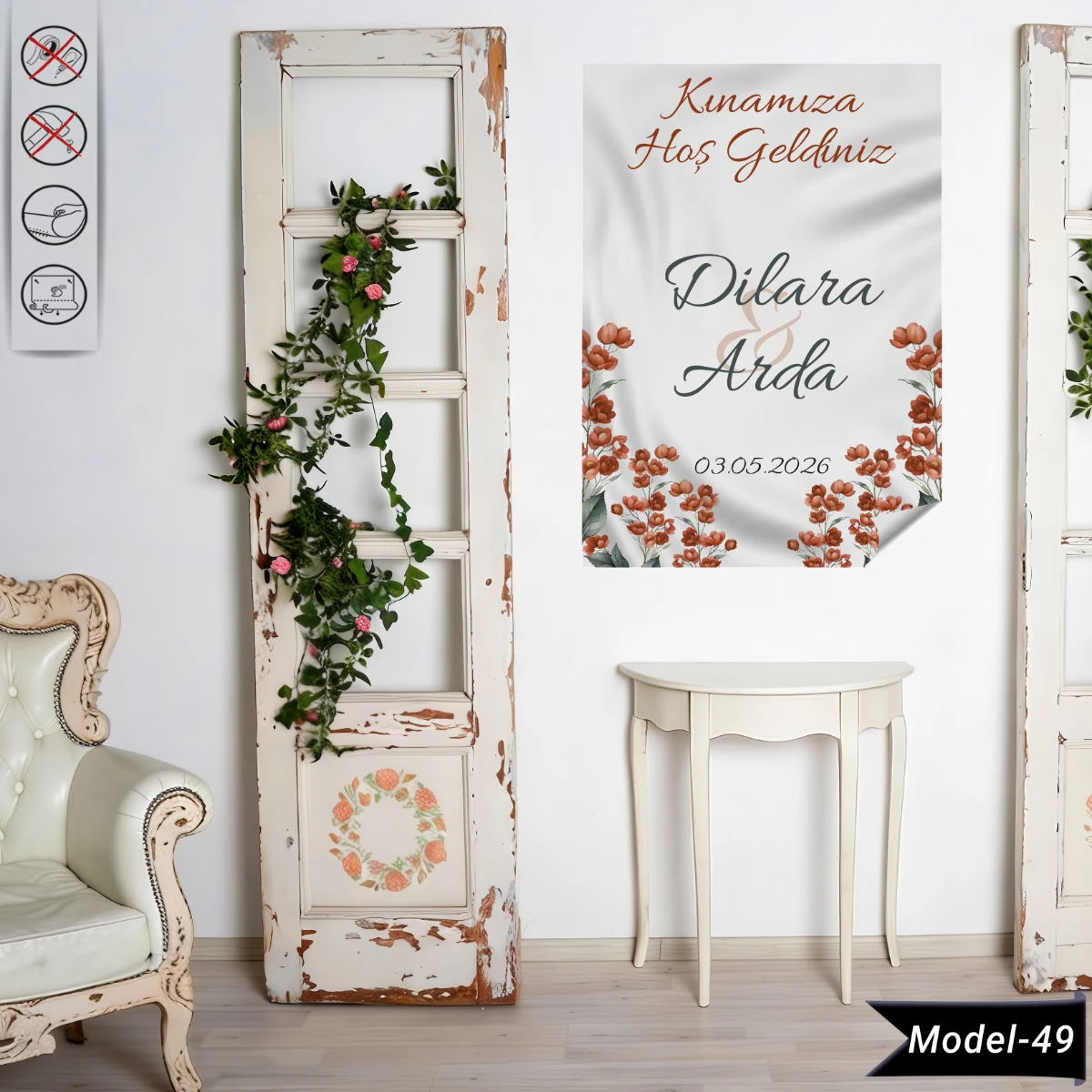 Statik Tutunma Özellikli Kına Tablo - Poster Özel Gün ( Model - 49)