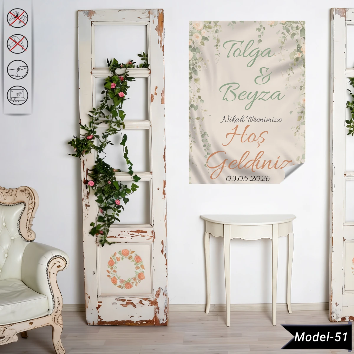 Statik Tutunma Özellikli Nikah Tablo - Poster Özel Gün ( Model - 51)