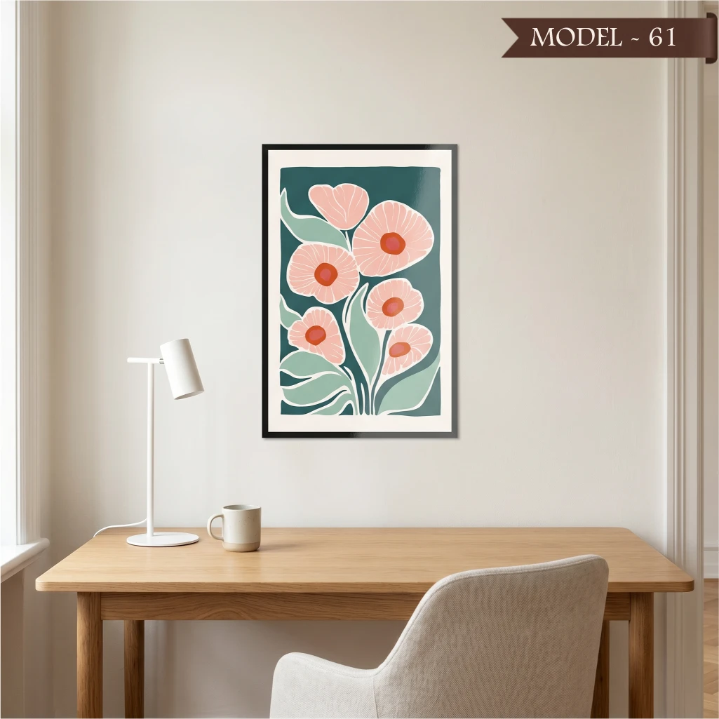 Cam Görünümlü Yapışkanlı Tablo Çiçek (Model- 61)