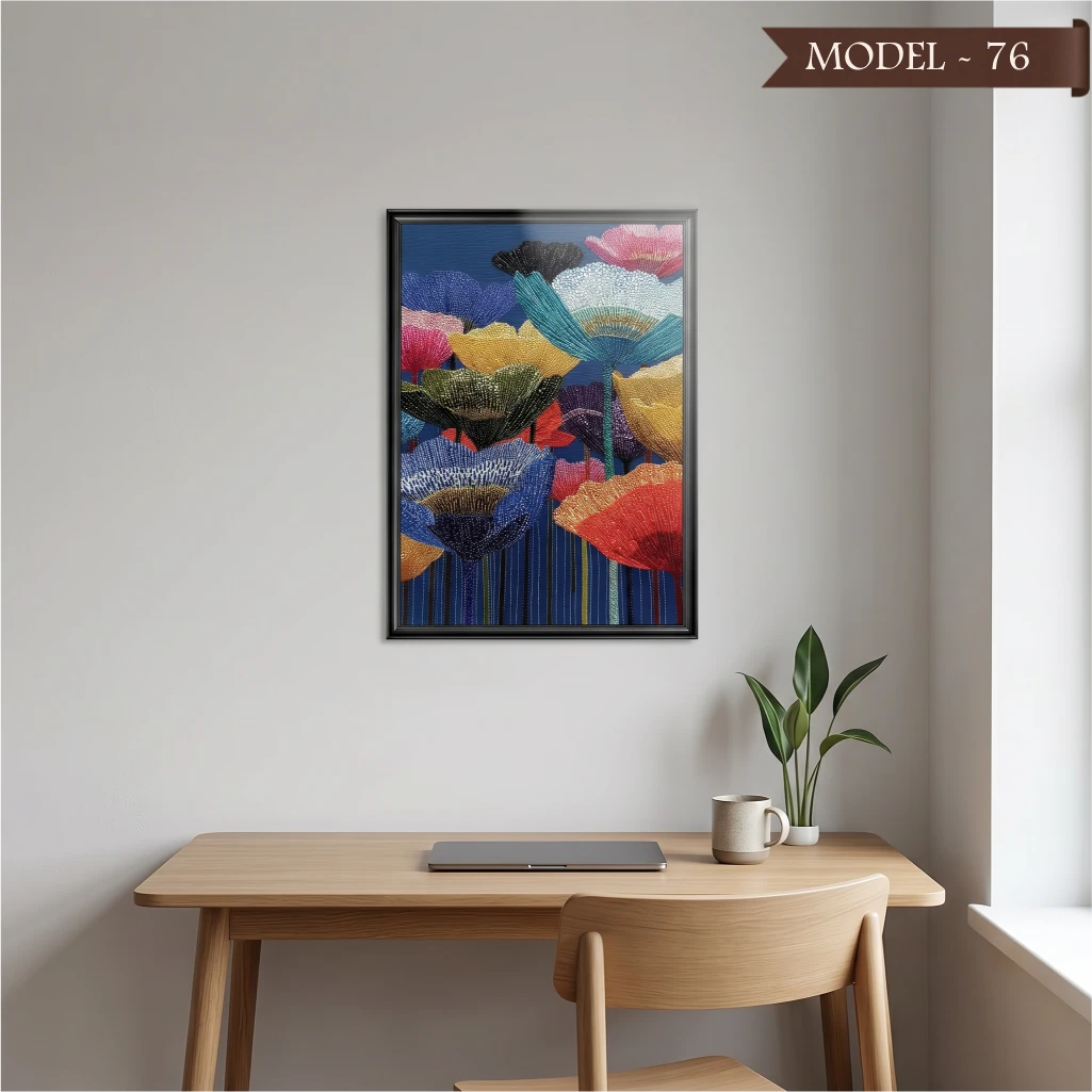 Cam Görünümlü Yapışkanlı Tablo Çiçek (Model- 76)