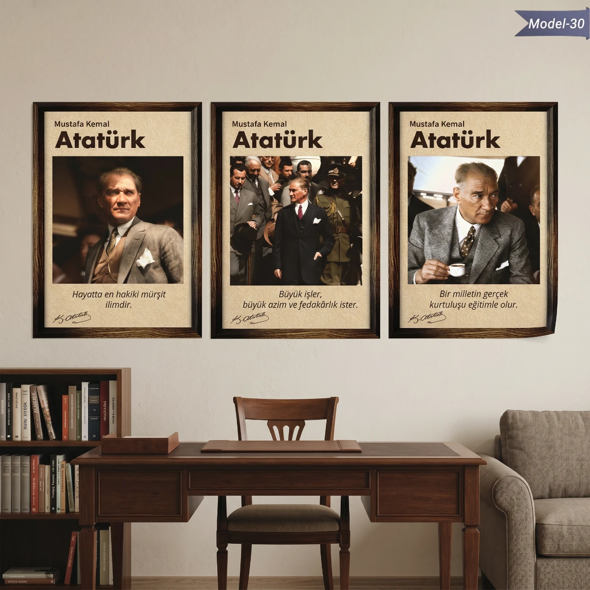 Statik Tutunma Özellikli Tablo - Poster Atatürk (Model- 30)