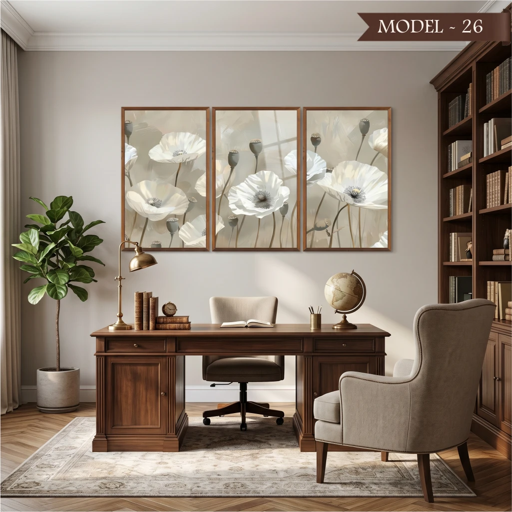Cam Görünümlü Yapışkanlı Tablo Çiçek (Model- 26)