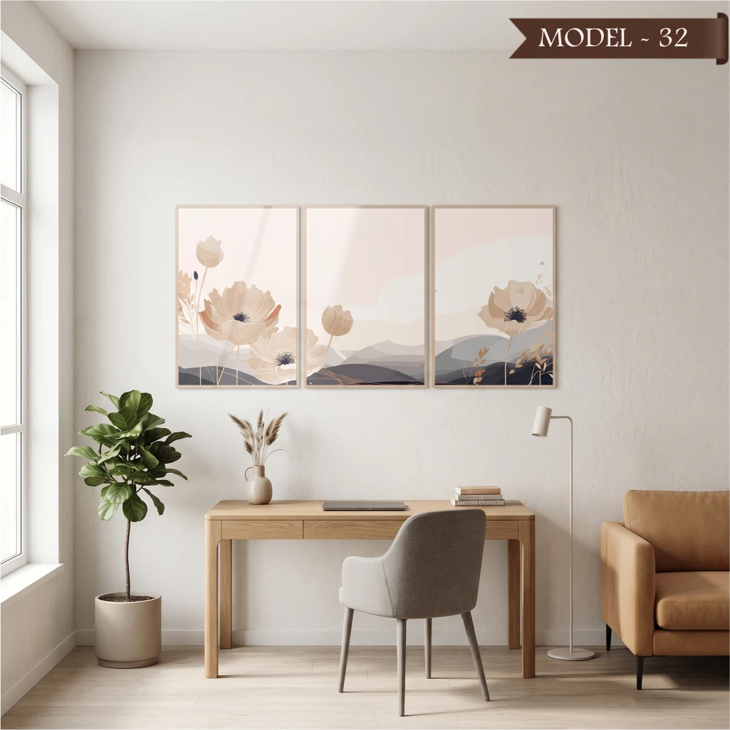 Cam Görünümlü Yapışkanlı Tablo Çiçek (Model- 32)