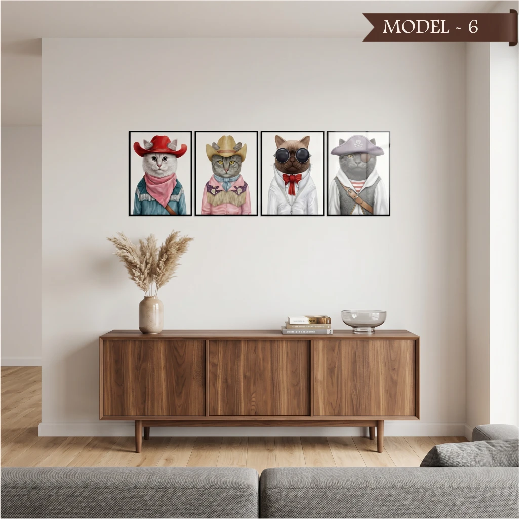 Cam Görünümlü Yapışkanlı Kedi Tablo Hayvan (Model- 6)