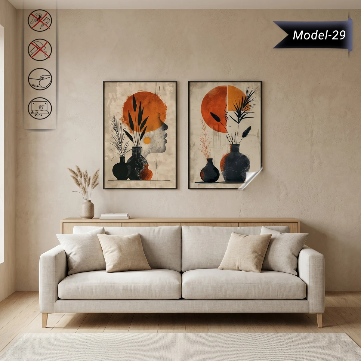 Statik Tutunma Özellikli Tablo - Poster Modern (Model- 29)