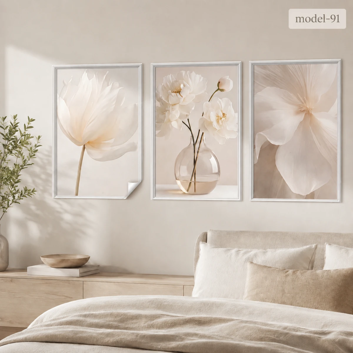 Statik Tutunma Özellikli Tablo - Poster Çiçek (Model- 91)