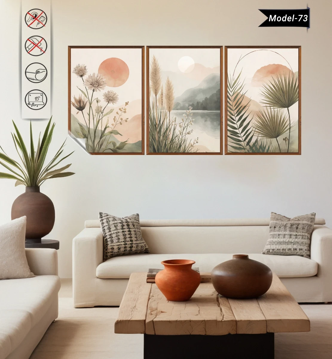 Statik Tutunma Özellikli Tablo - Poster Çiçek (Model- 73) (70X100)