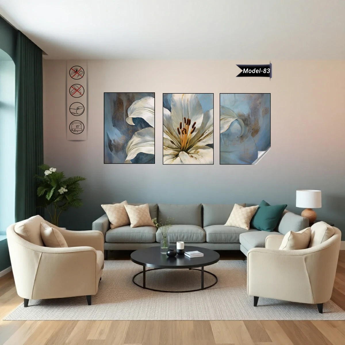 Statik Tutunma Özellikli Tablo - Poster Çiçek (Model- 83) (70X100)