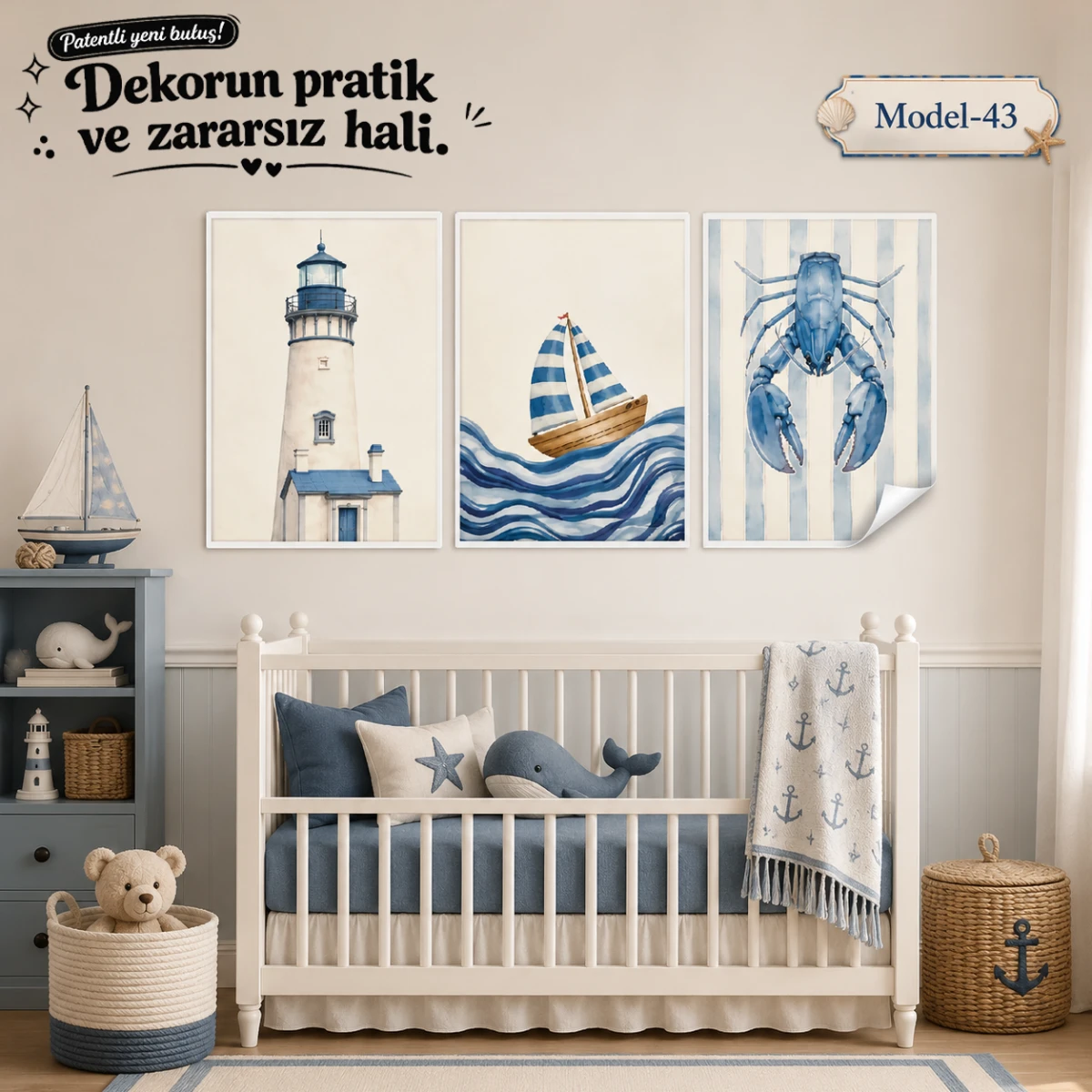 Statik Tutunma Özellikli Tablo - Poster Çocuk Odası (Model-43)