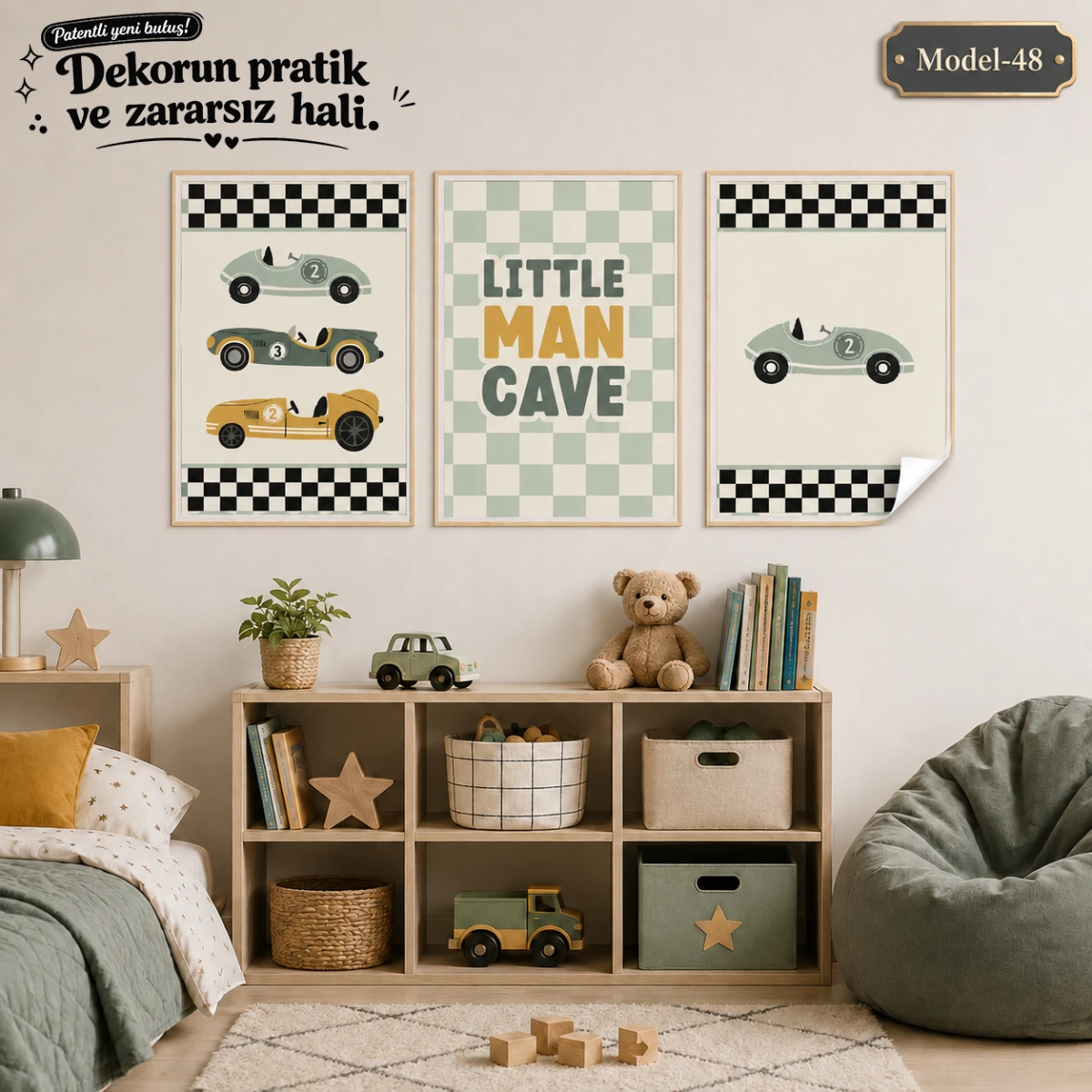 Statik Tutunma Özellikli Tablo - Poster Çocuk Odası (Model-48)