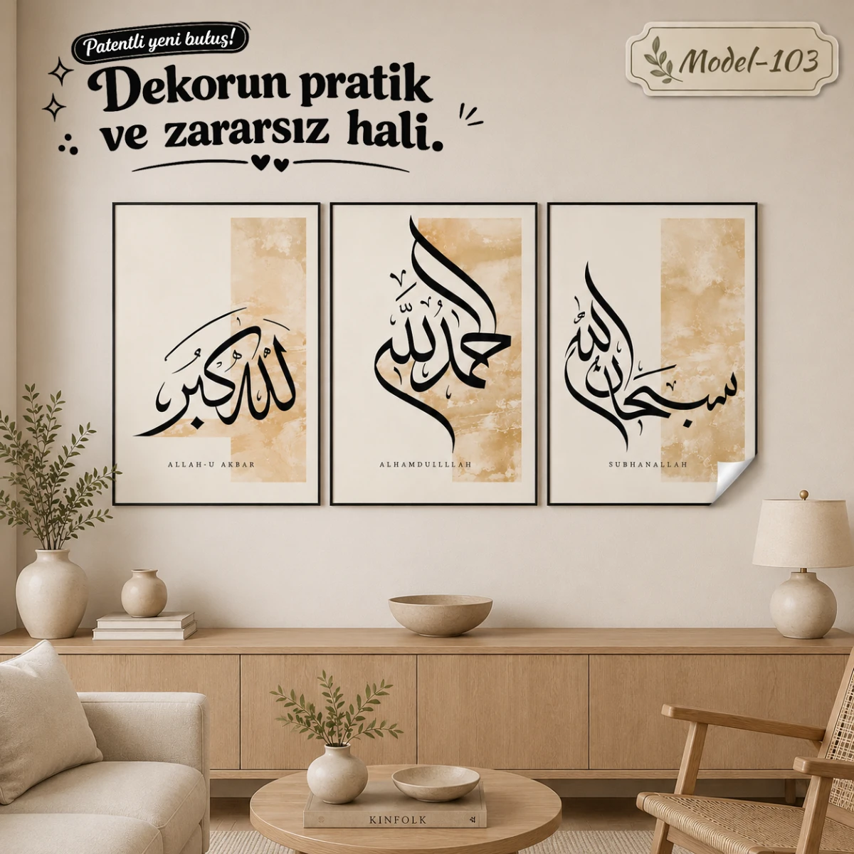 Statik Tutunma Özellikli Tablo - Poster Dini (Model- 103)