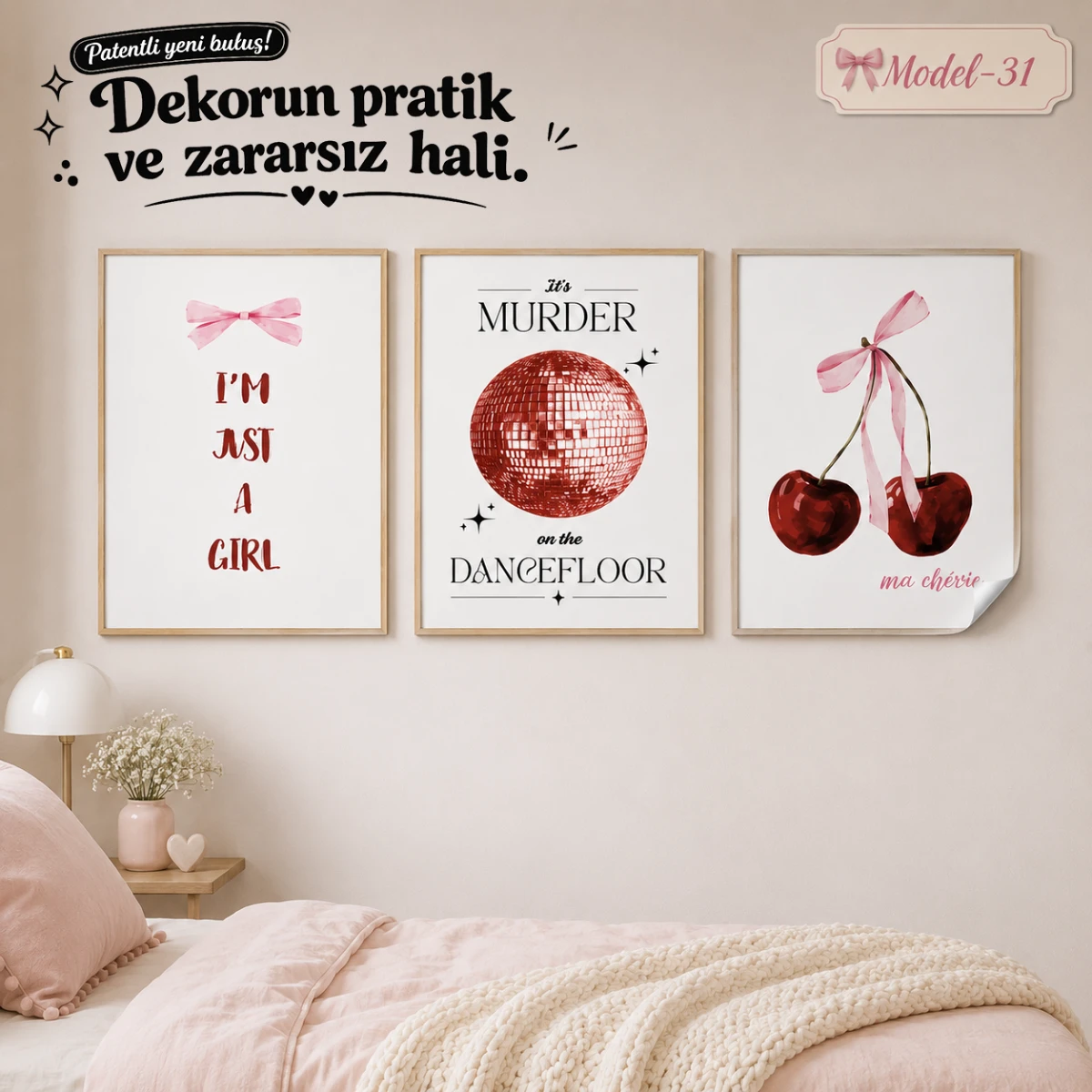 Statik Tutunma Özellikli Tablo - Poster Modern (Model- 31)