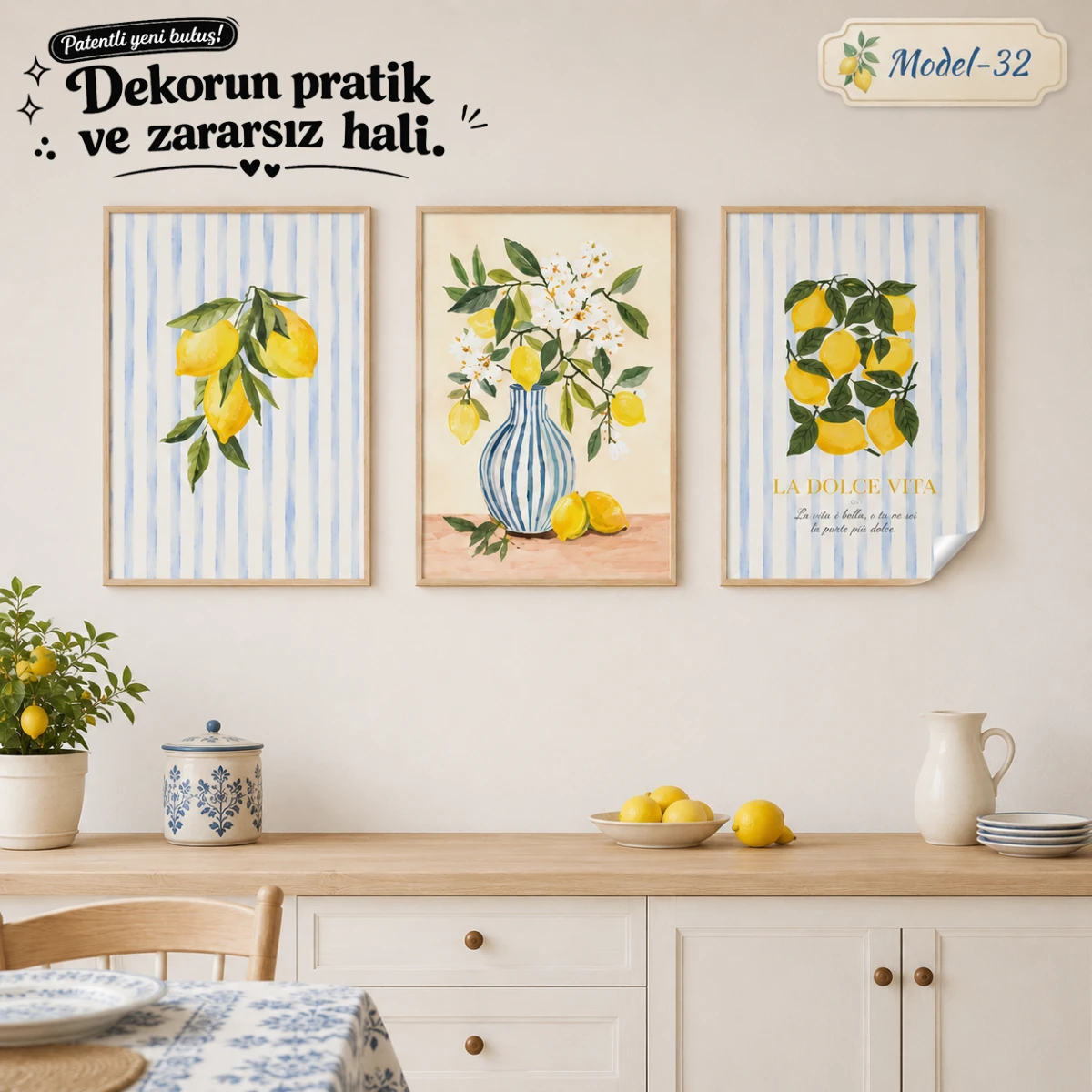 Statik Tutunma Özellikli Tablo - Poster Modern (Model- 32)
