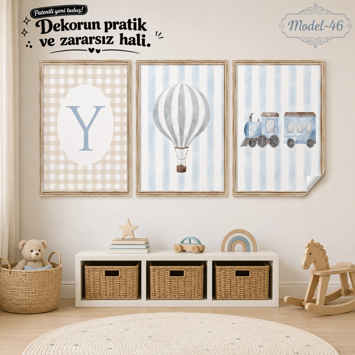 Statik Tutunma Özellikli Tablo - Poster Çocuk Odası (Model-46)