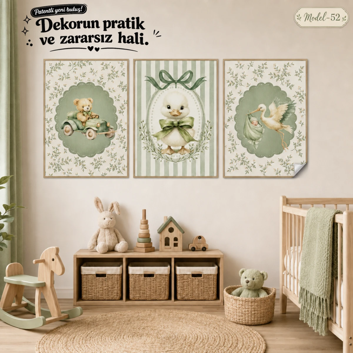 Statik Tutunma Özellikli Tablo - Poster Çocuk Odası (Model-52)