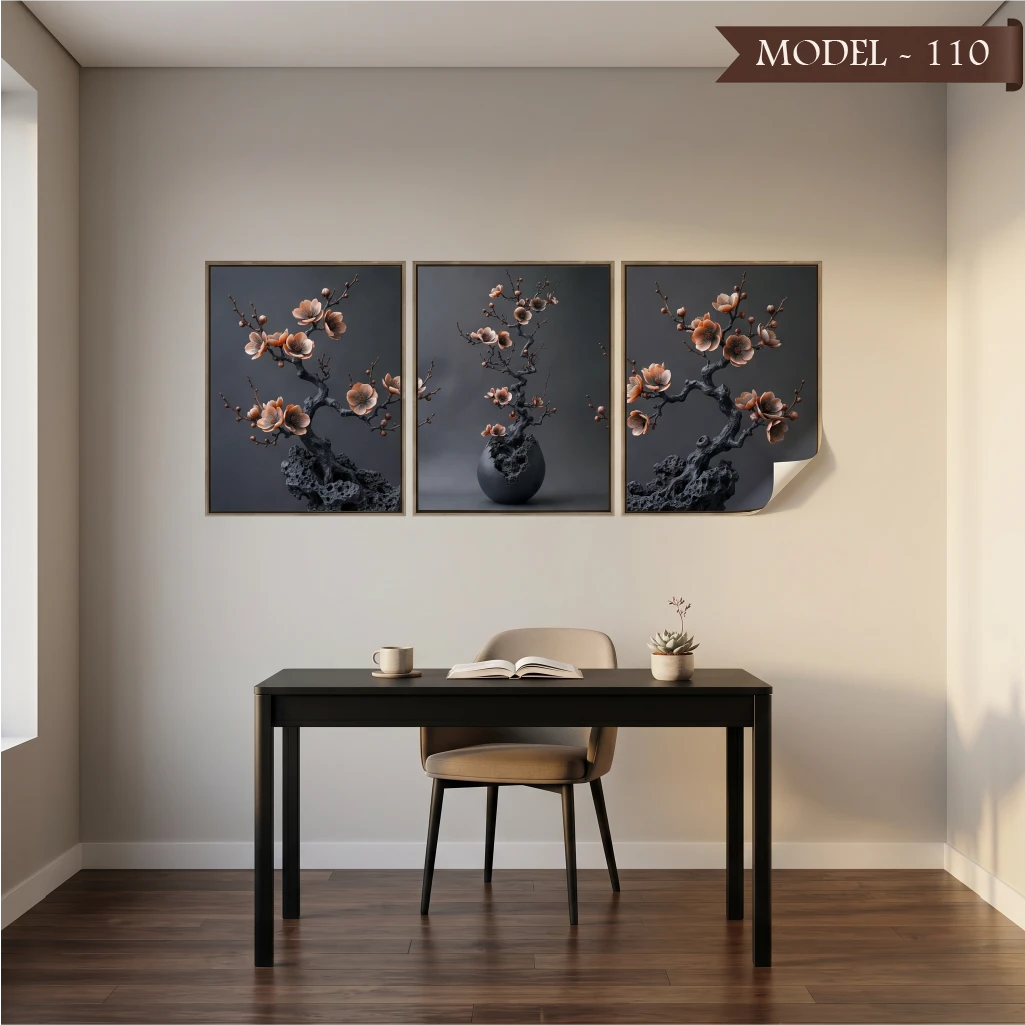 Statik Tutunma Özellikli Tablo - Poster Çiçek (Model- 110)