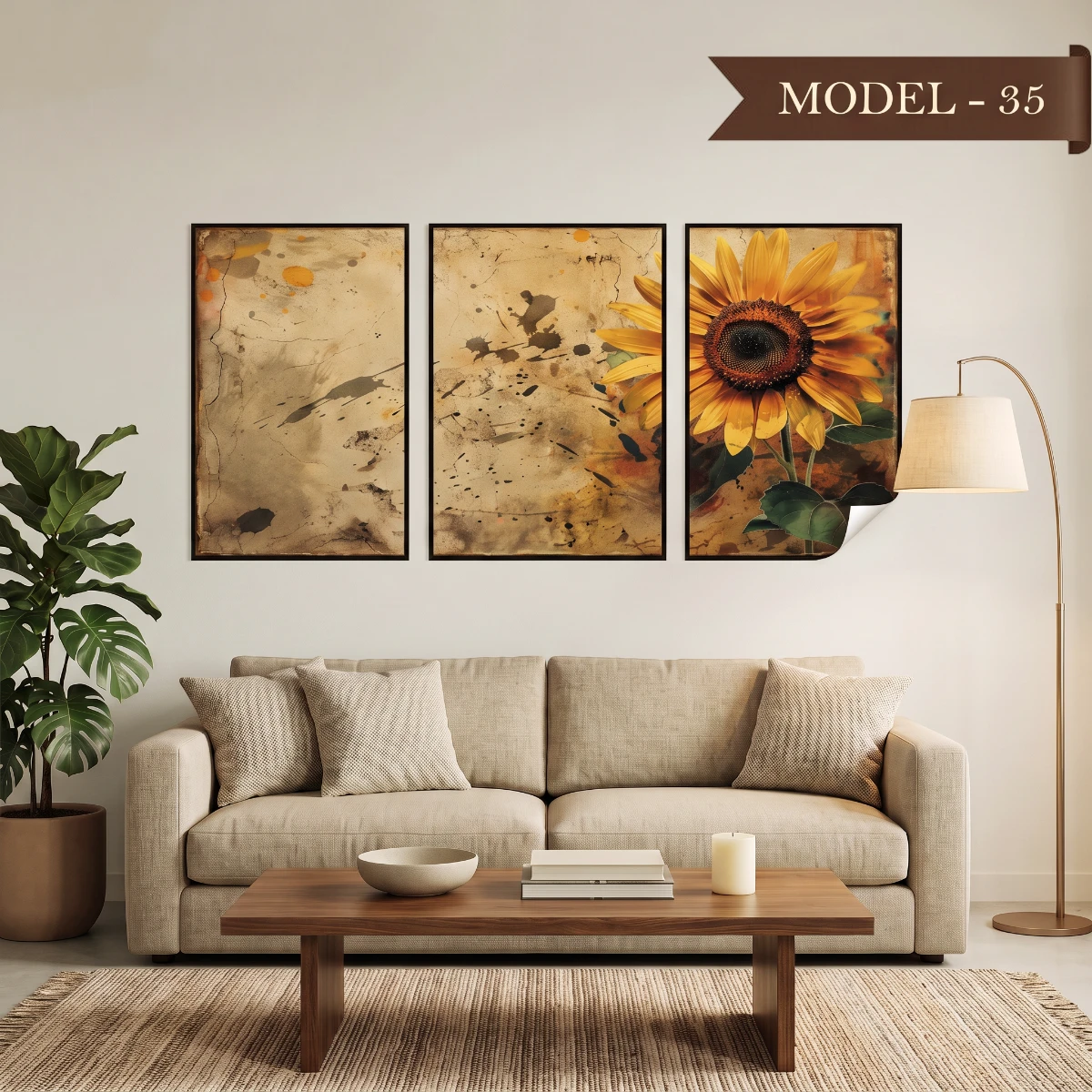 Statik Tutunma Özellikli Tablo - Poster Çiçek (Model- 35)